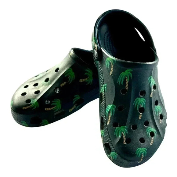 Crocs Baya Clog Unisex Navy Blue Tropical Palm Tree Size Men 8 - Women 10 - Picture 2 of 9